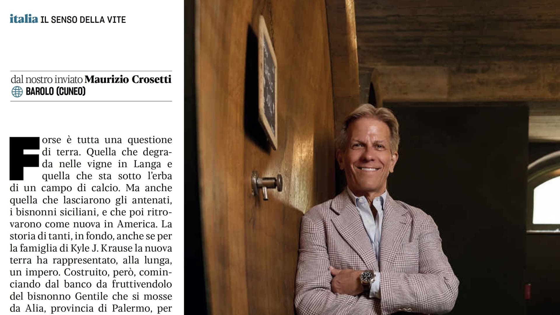 Il “senso della vite”: la favola italiana di Kyle Krause